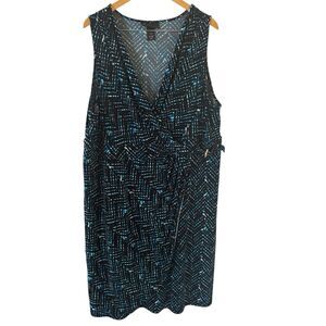 Lane Bryant Wrap Midi Dress Size 22/24 Bodycon Black Blue Boho Beach Going Out‎